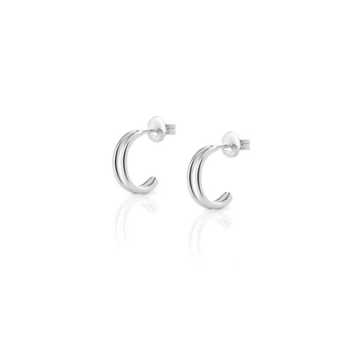 Aran Double Hoop Silver Earrings