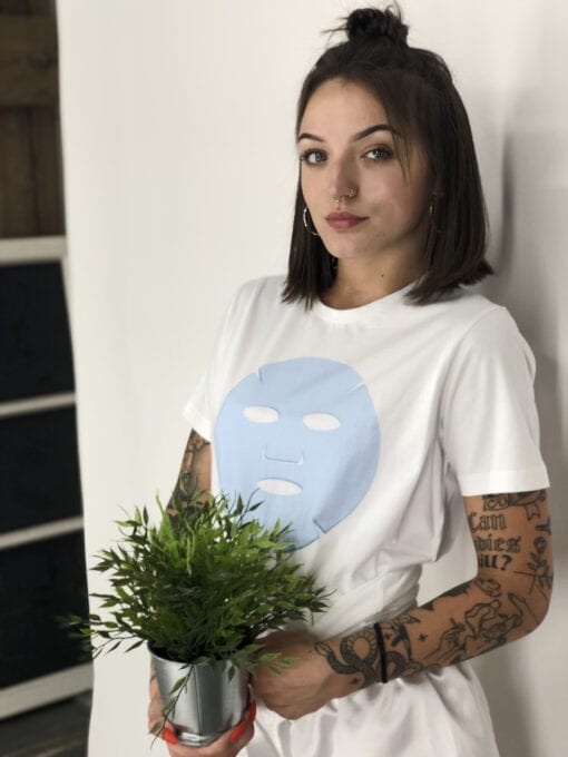 Kirju Organic "Mask" Tshirt White - Image 3