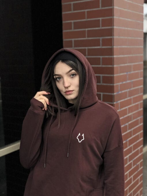 Kirju "Wolf" Hoodie Burgundy Brown - Image 2