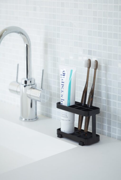 Yamazaki Tower Toothbrush Stand Wide Black - Image 2