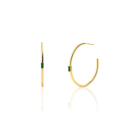 Aran Esmeralda Gold Hoops Earrings