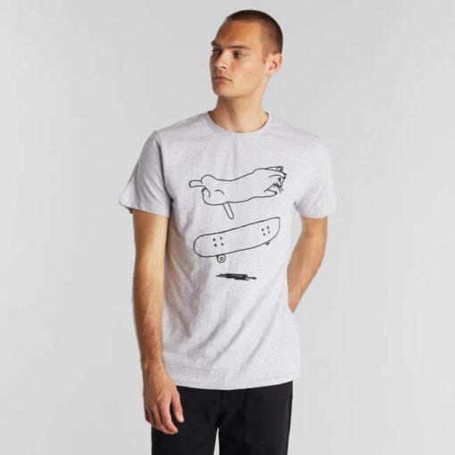 Dedicated T-shirt Stockholm Cat Flip Grey Melange - Image 2