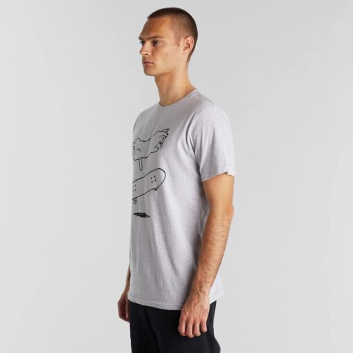 Dedicated T-shirt Stockholm Cat Flip Grey Melange - Image 3