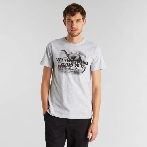 Dedicated Stockholm Vegan Dino T-särk Grey Melange - Image 2