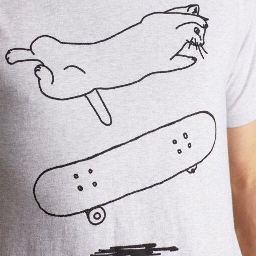 Dedicated T-shirt Stockholm Cat Flip Grey Melange
