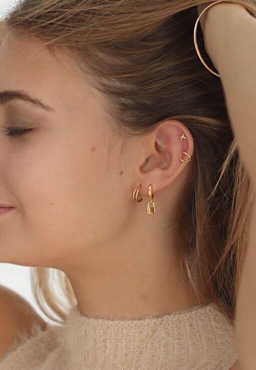 Aran Double Hoop Gold Earrings - Image 3