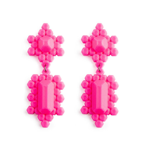 Maison 203 Stones Earrings L Hot Pink