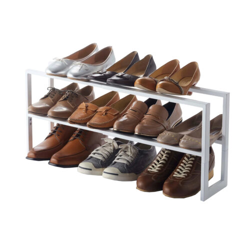 Yamazaki Line 2-Tiered Extendable Shoe Rack White