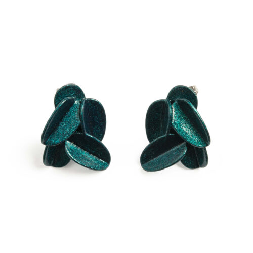 Maison 203 Leaves Earrings 1 Metallic London Blue