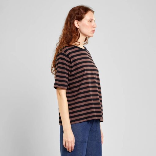 Dedicated T-shirt Vadstena Stripes Black/Bag Brown - Image 3