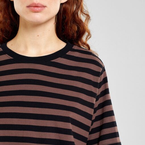 Dedicated T-shirt Vadstena Stripes Black/Bag Brown - Image 2