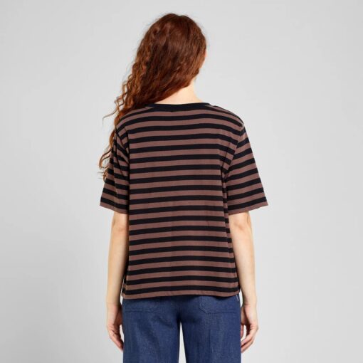 Dedicated T-shirt Vadstena Stripes Black/Bag Brown - Image 4