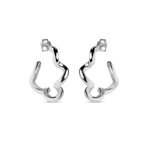 Enamel Copenhagen Hoops Curly Silver Earrings