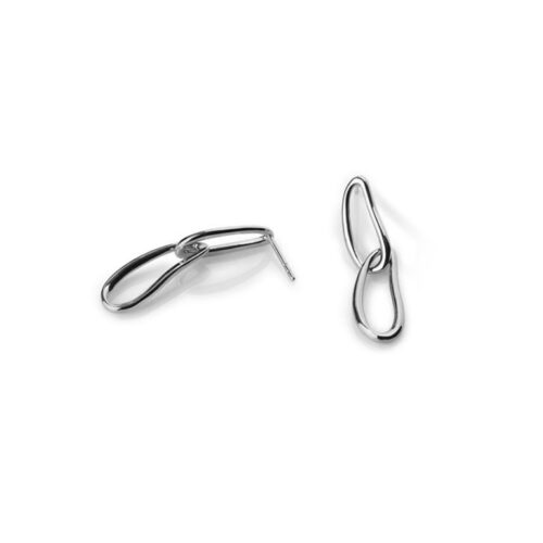 Aran Double Bubble Long Silver Earrings