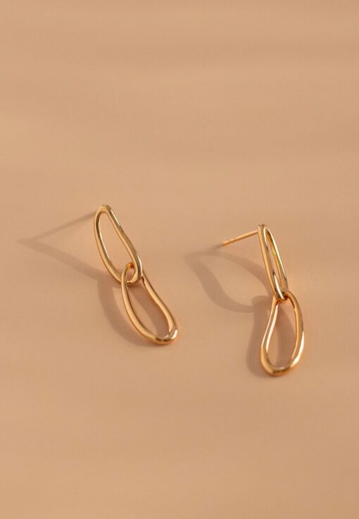 Aran Double Bubble Long kõrvarõngad 925, kullatud 18K - Image 3