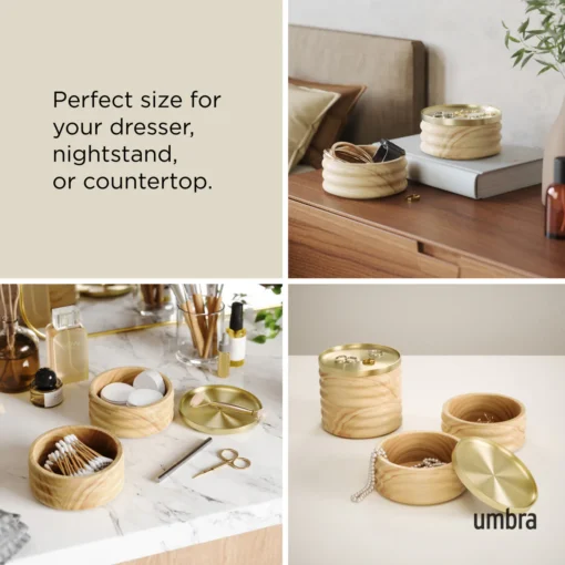 Umbra Tesora Wood Storage Box Natural Brass - Image 4