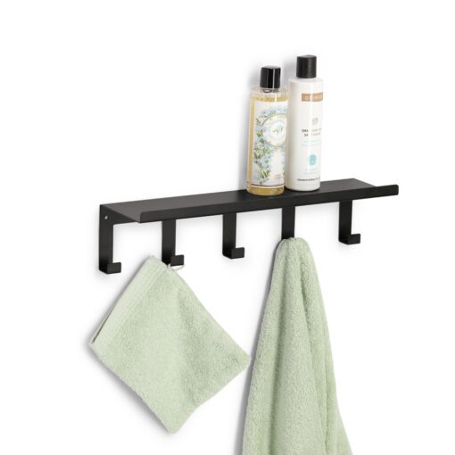 Wall Shelf With Hook Metal Black - Image 4