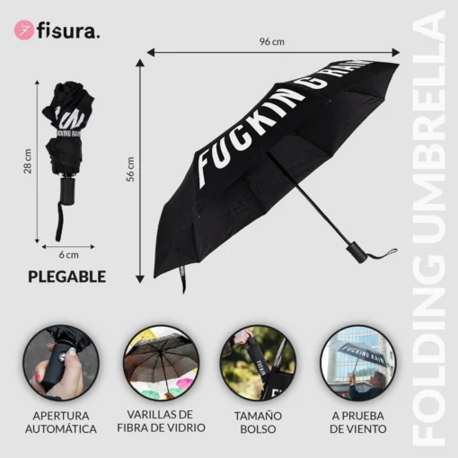 Fisura Kokkupandav vihmavari “F*cking Rain” Must - Image 6