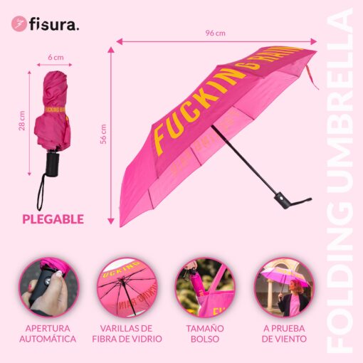 Fisura Kokkupandav vihmavari “F*cking Rain” Roosa - Image 6