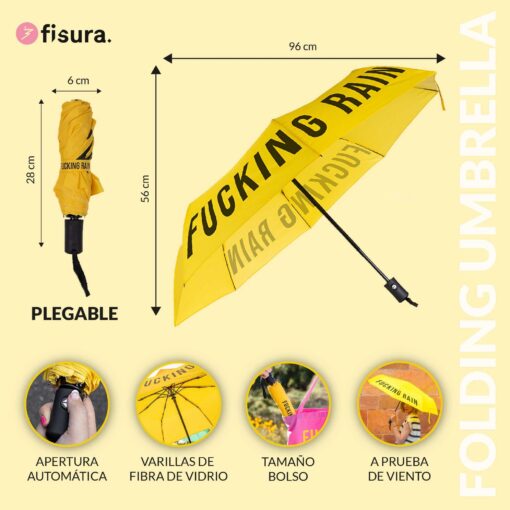 Fisura Kokkupandav vihmavari “F*cking Rain” Kollane - Image 5
