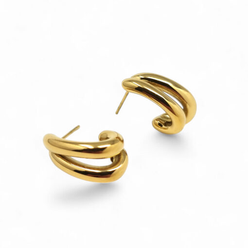 WAY Isar Earrings, Gold Plated Steel - Image 2