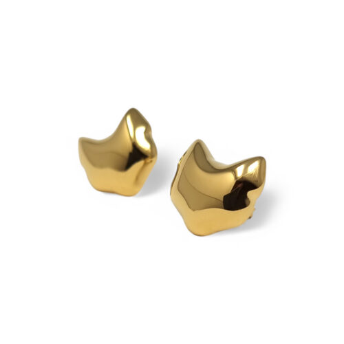 WAY Cat Earrings, Gold Plated Steel