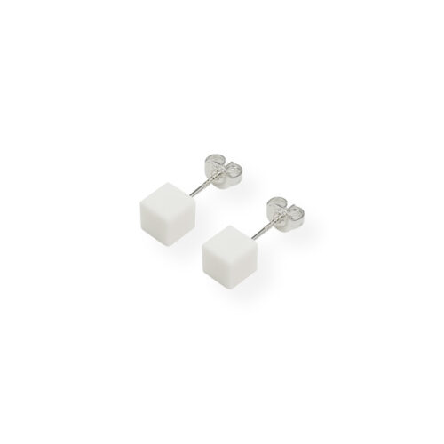 THE AIR Kõrvarõngad Cube Stud Mini Valge
