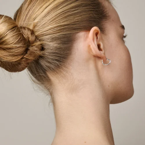 Alternative view of Enamel Copenhagen Hoops Organic Heart Small Earrings Silver