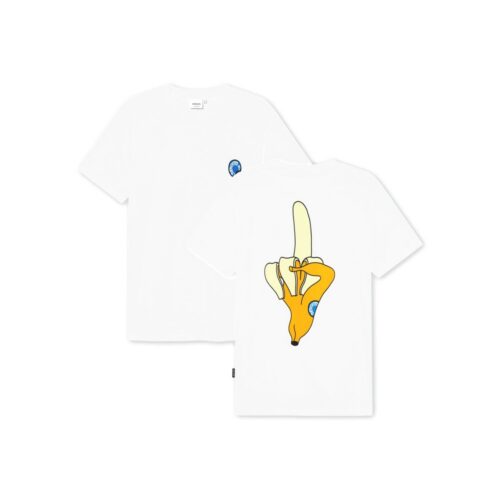 Dedicated T-shirt Stockholm F Bananas White – front and back T-shirt views on a pure white background