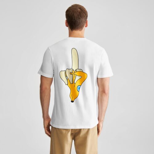 Dedicated T-shirt Stockholm F Bananas White – back view of the T-shirt on a model