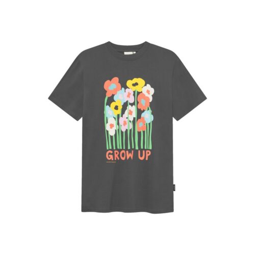 Dedicated T-shirt Stockholm Grow Up Charcoal – T-shirt on a pure white background
