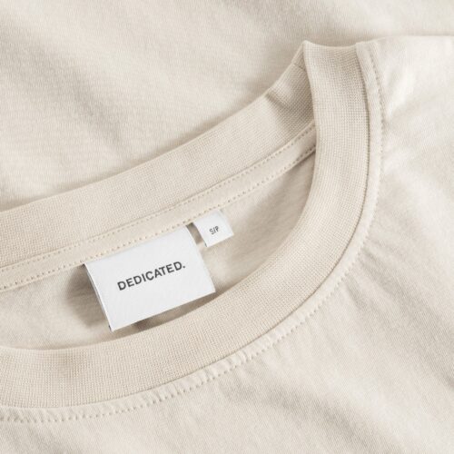Dedicated T-shirt Vadstena Curious Cat Oat White – T-shirt detail 3
