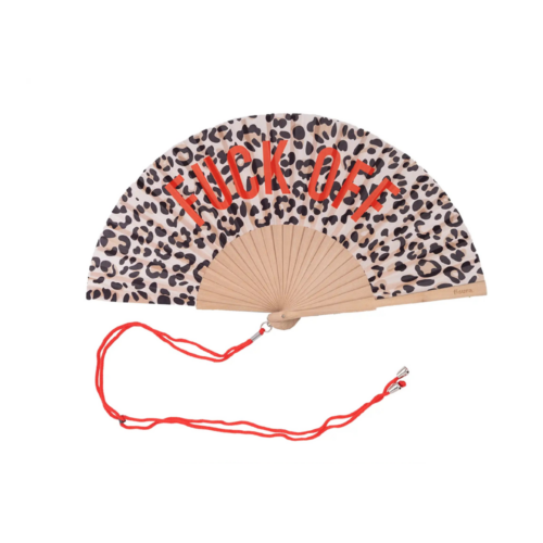 Fisura Fuck Off Leopard Fan on a pure white background