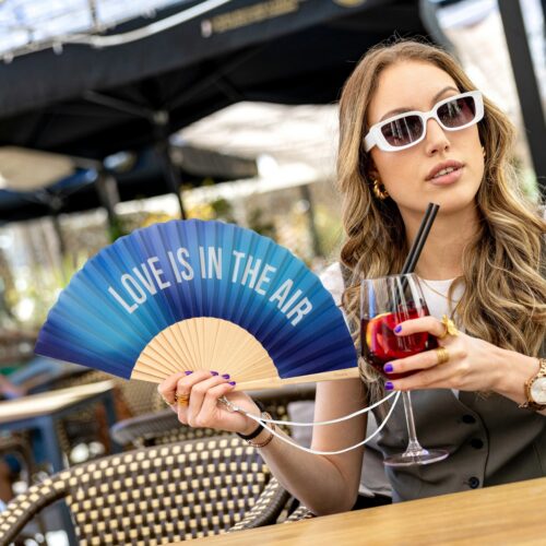 Fisura Love Is In The Air Fan Blue shown in use