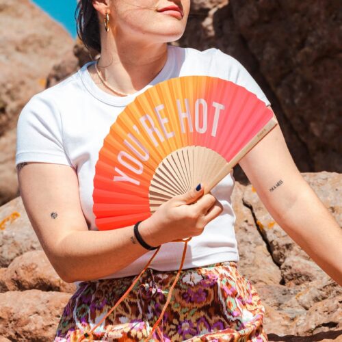 Fisura You're Hot Gradient Fan shown in use