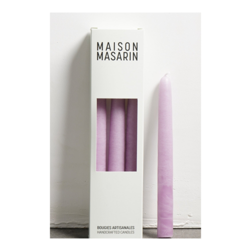 Maison Masarin Handcrafted Stick Candles Lilac, Set of 3 – 20 cm in the cropped official studio photograph with natural shadow