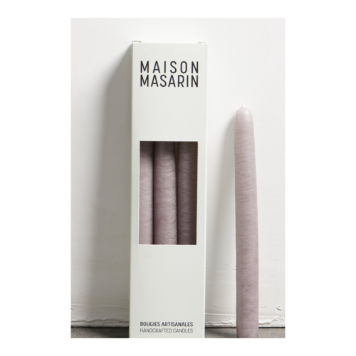 Maison Masarin Handcrafted Stick Candles Pearl Grey, Set of 3 – 20 cm in the cropped official studio photograph with natural shadow