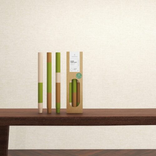 Originalhome Layered Candles Fall, Set of 3 styled on a dark wooden table