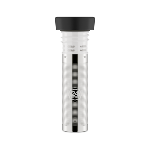 24Bottles Bottle Infuser Lid Black front view on a pure white background