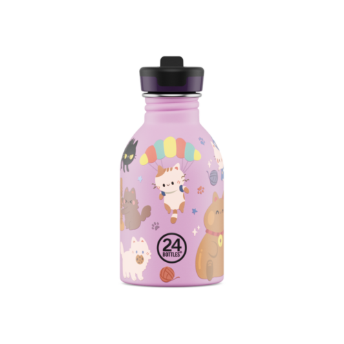 24Bottles Kids Bottle Meow Friends 250ml front view on a pure white background
