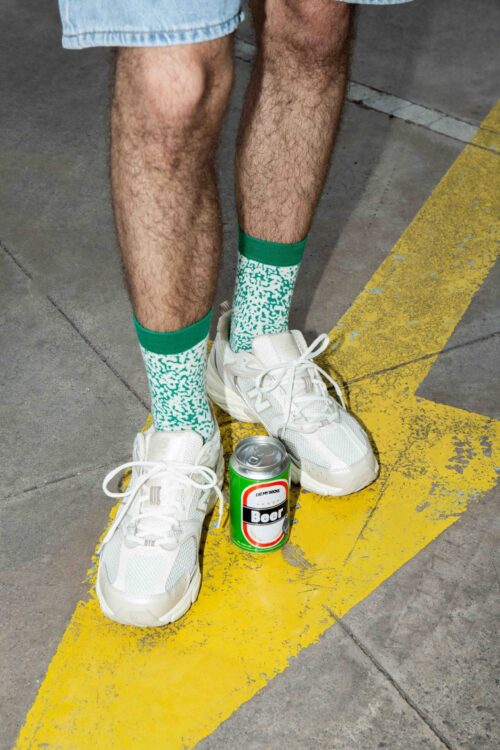 DOIY Beer Socks worn on feet