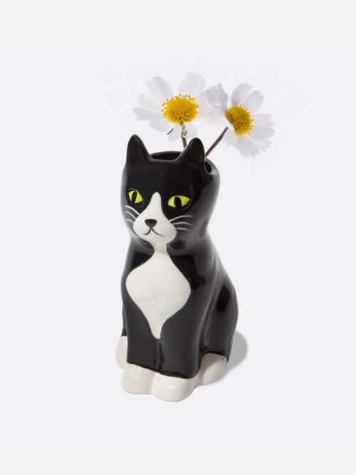 DOIY Cat Vase XS with small white flowers
