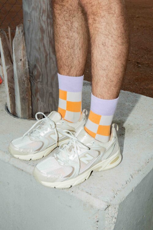 DOIY Fanzy Socks worn on feet, close-up