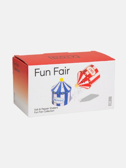 DOIY Funfair Salt & Pepper Shakers in its retail packaging