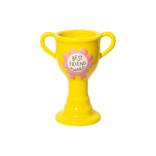 DOIY Trophy Vase Best Friend Award Yellow on a pure white background