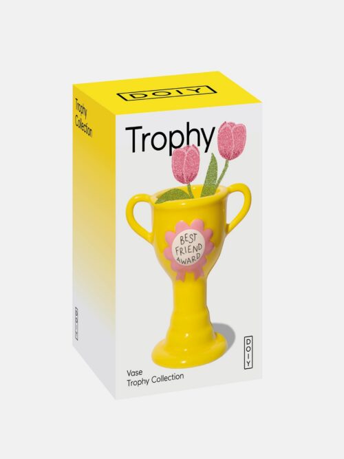 DOIY Trophy Vase Best Friend Award Yellow close-up detail
