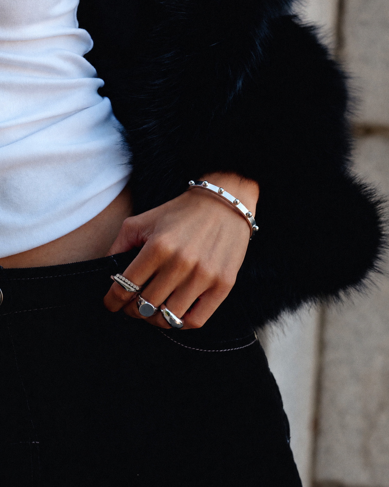 Edblad Stud Bangle Silver – worn on the wrist
