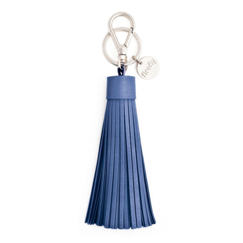 Firefly Soft Tassel taevasinine, hõbedast tooni kinnitus valgel taustal