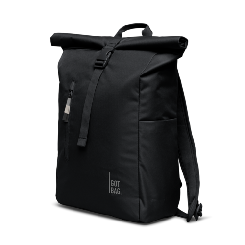 Got Bag Rolltop Easy Monochrome Black diagonal studio view