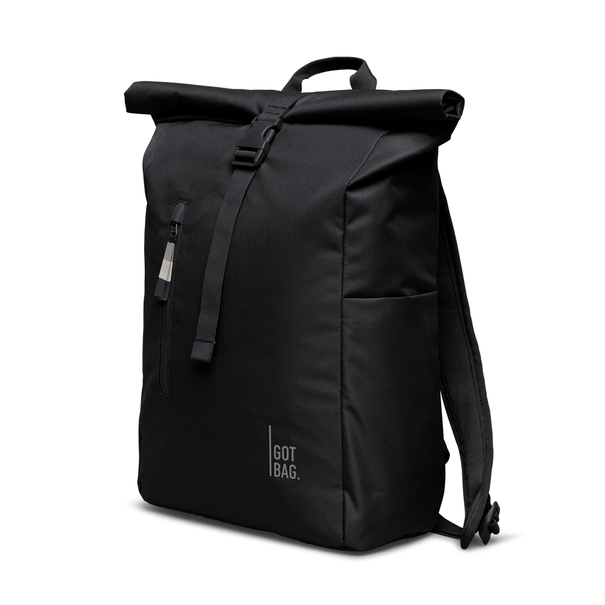Got Bag Rolltop Easy Monochrome Black diagonal studio view